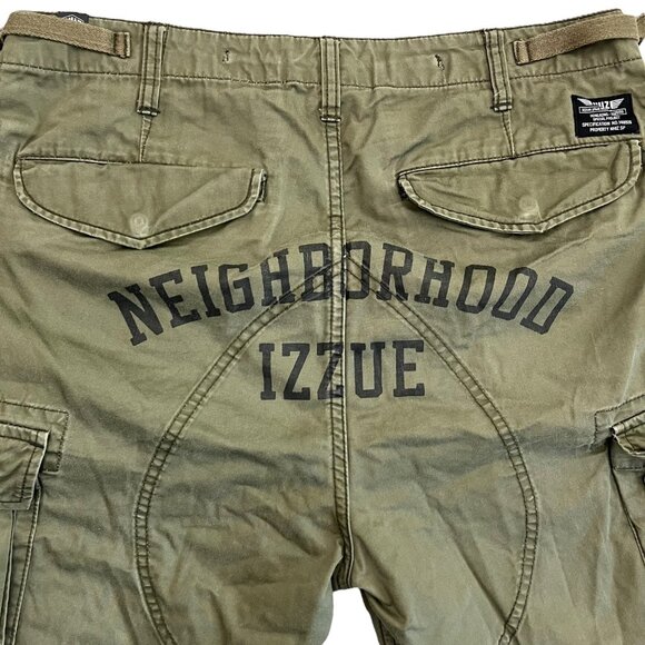 Neighborhood x NHIZ Izzue Mens Cargo Shorts Green L Streetwear Military Utility - Picture 3 of 16